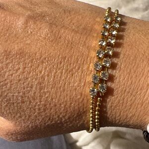 Gold Bracelet with crystal Stones - 2 rolls of eight stones